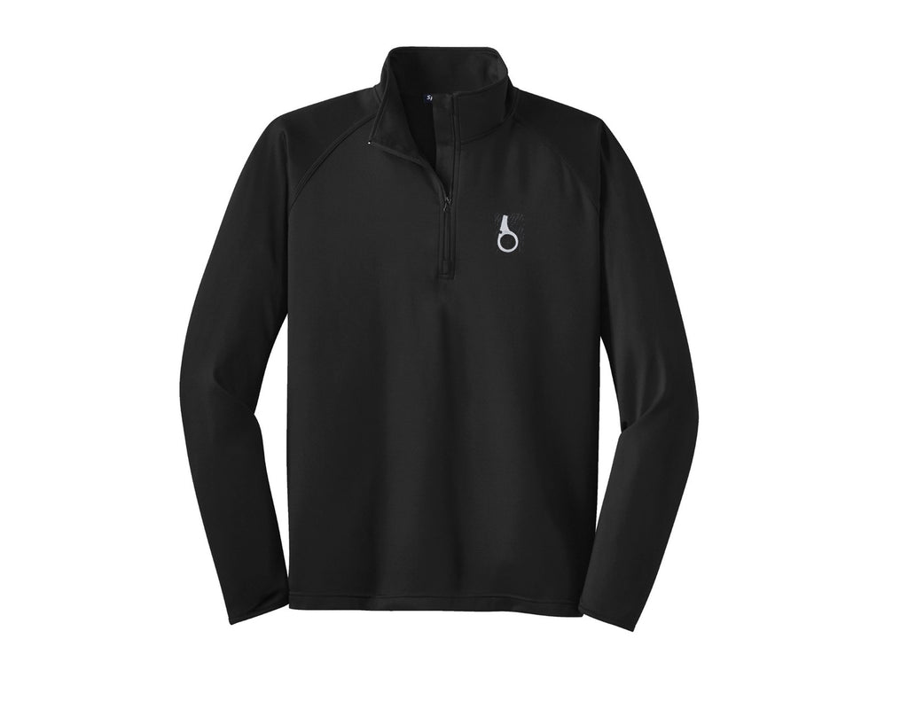 Blow Your Whistles Sport-Tek® Sport-Wick® Stretch 1/4-Zip Pullover - Black. NEW "B" Logo