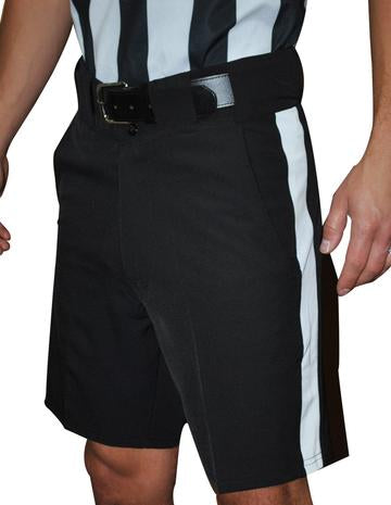 Smitty Premium Knit Polyester Football Shorts with Non-Slip Silicone Gripper Waistband - 1 1/4" White Stripe