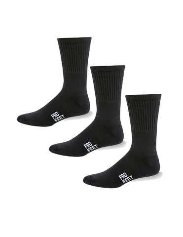 Pro Feet Crew Sock Black or White - 3 Pack