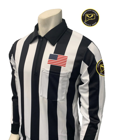 Smitty 2 inch "Made in USA" Dye Sub Lacrosse Long Sleeve Shirt w/Flag Over Pocket - CLOA