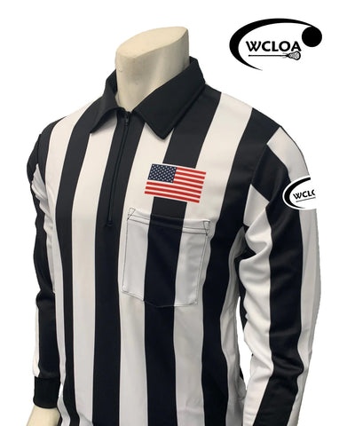 Smitty 2 inch "Made in USA" Dye Sub Lacrosse Long Sleeve Shirt w/Flag Over Pocket - WCLOA