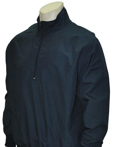 Smitty Long Sleeve Microfiber Shell Pullover Jacket w/ Half Zipper - Solid Navy