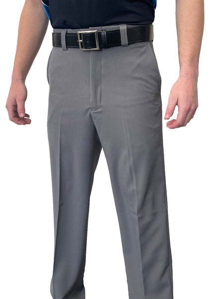 "NEW" NCAA SOFTBALL Men's Smitty "4-Way Stretch" FLAT FRONT PANTS with SLASH POCKETS "NON-EXPANDER"- Charcoal Grey and Medium Grey