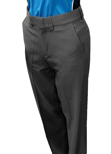"NEW" NCAA SOFTBALL Women's Smitty "4-Way Stretch" FLAT FRONT PANTS with SLASH POCKETS "NON-EXPANDER"- Charcoal Grey and Medium Grey
