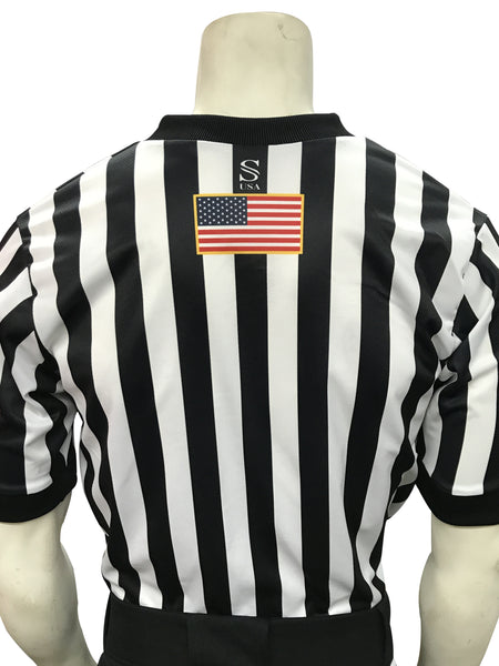 IAABO Logo, 1" Black and White Stripe Basketball Shirt
