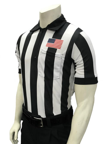 Smitty "Made in USA"  2" Dye Sub Football/Lacrosse Short Sleeve Shirt w/Flag Over Pocket