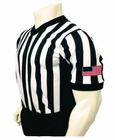 Sublimated 1" Stripe 3" Side Panel Basketball Officials Shirt W/Flag